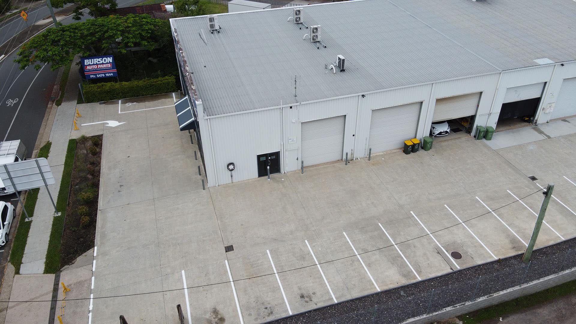 commercial pressure washing - roof from above