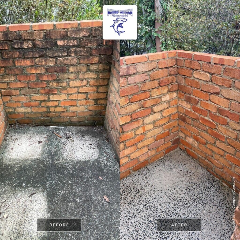 Top Areas Of Your Home That Need Pressure Washing- before and after brick wall