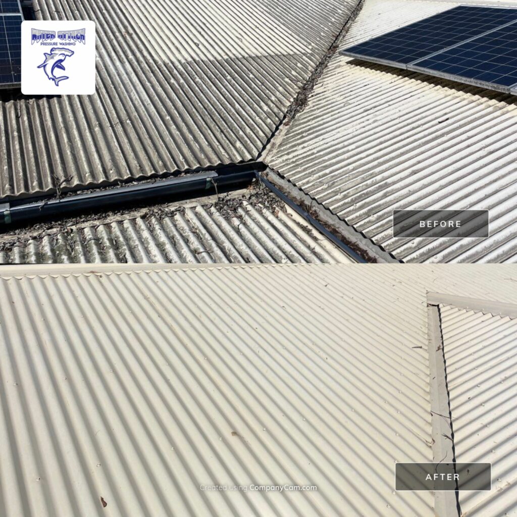 Top Areas Of Your Home That Need Pressure Washing - before and after cleaning metal roof