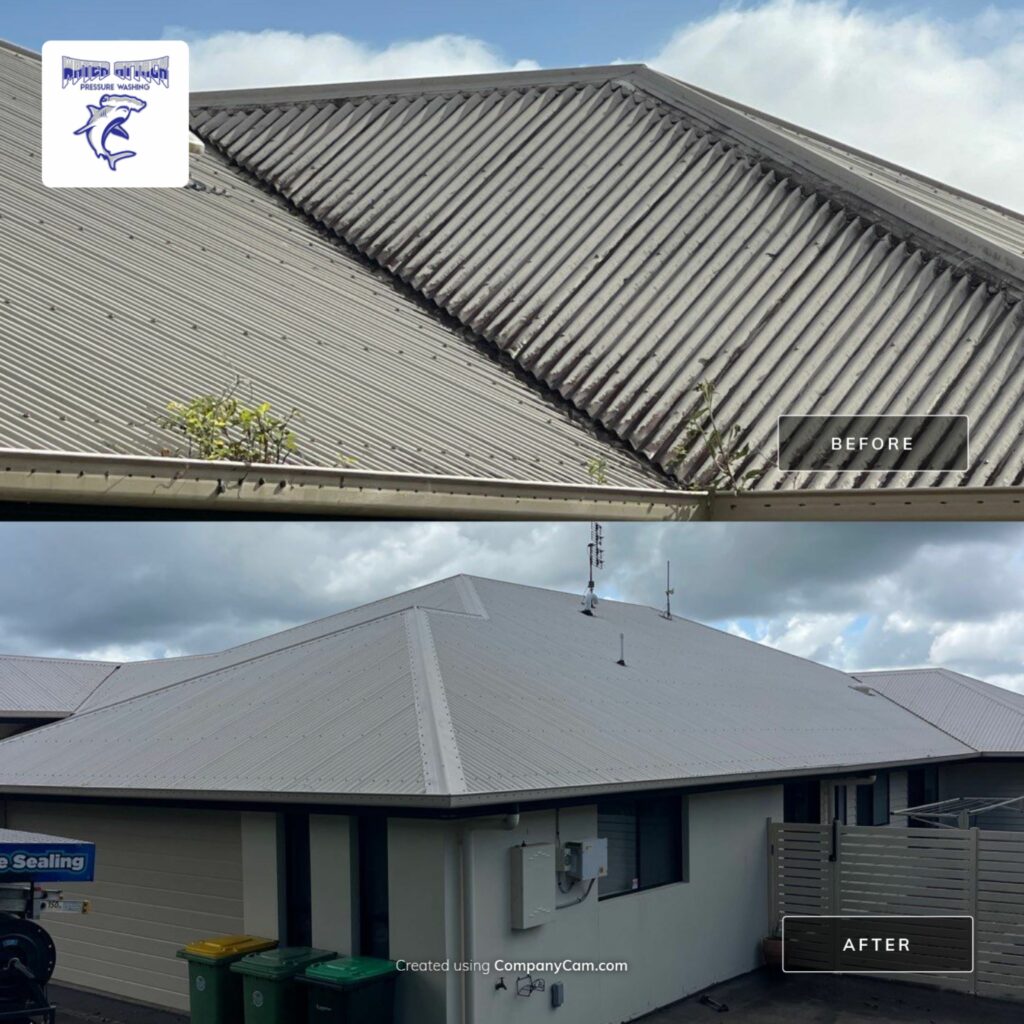 our work - residential gutter clean - before and after