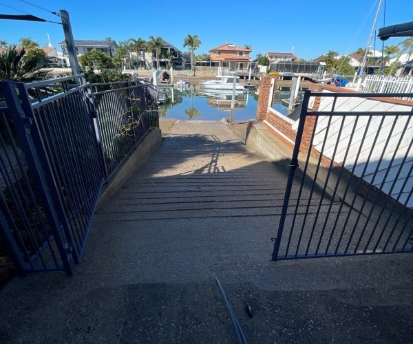 Boat Ramp cleaning- view of debris free boat ramp and blue skies