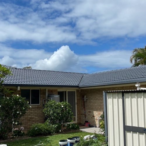 Water Attack Pressure Washing – roof painting roof painting - home with clean roof and green grass
